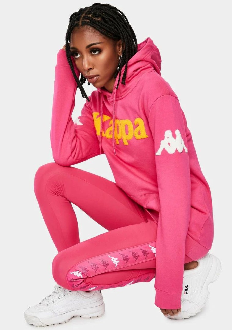 * Promo Kappa Pink 222 Banda Bluvi Pullover Graphic Hoodie Tops Hot