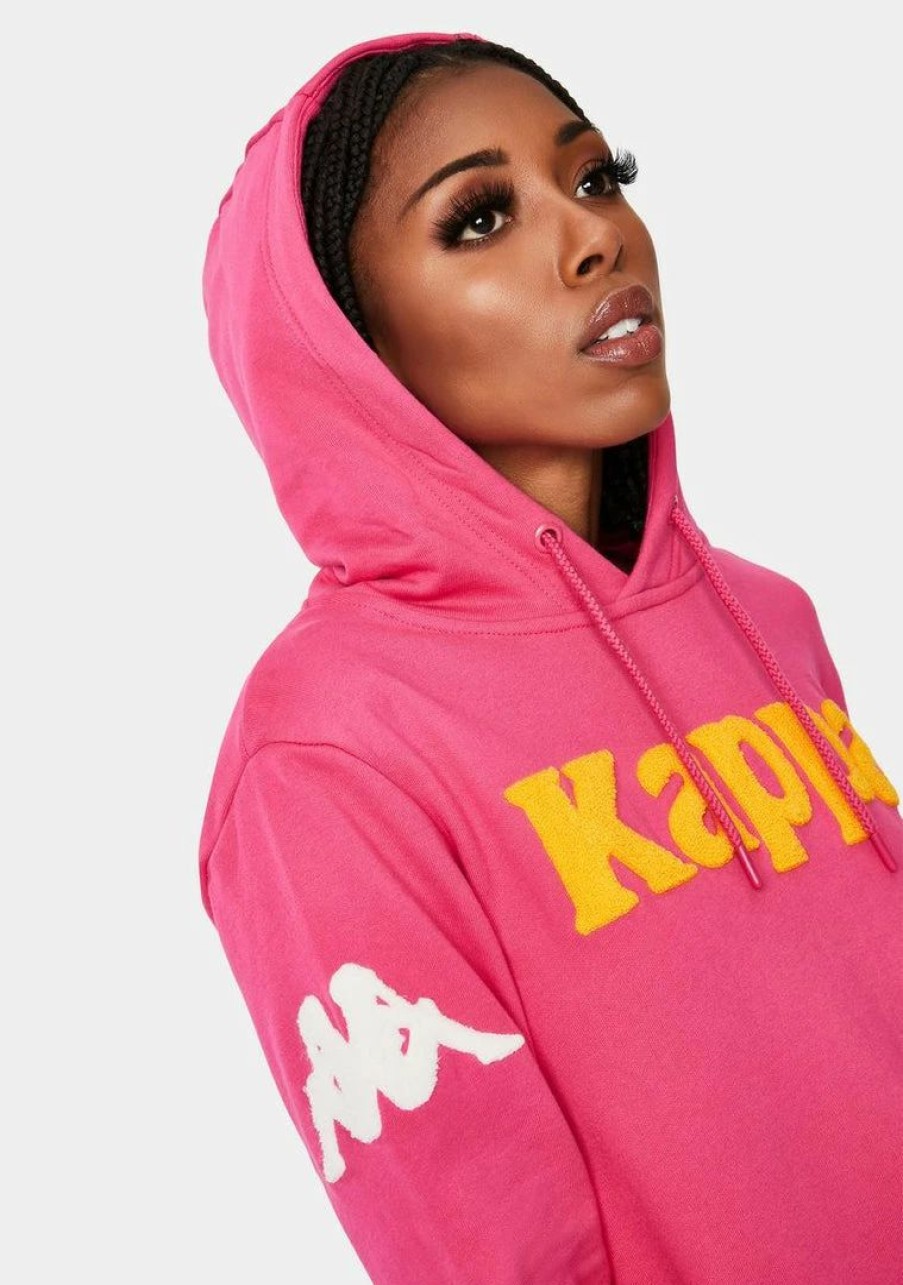 * Promo Kappa Pink 222 Banda Bluvi Pullover Graphic Hoodie Tops Hot