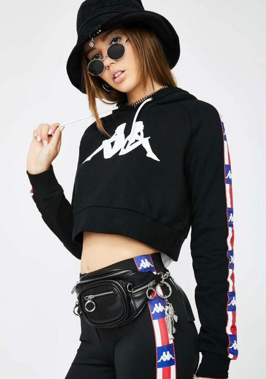 * Hot Sale Kappa Tops Black Authentic La Berry Crop Hoodie Clearance