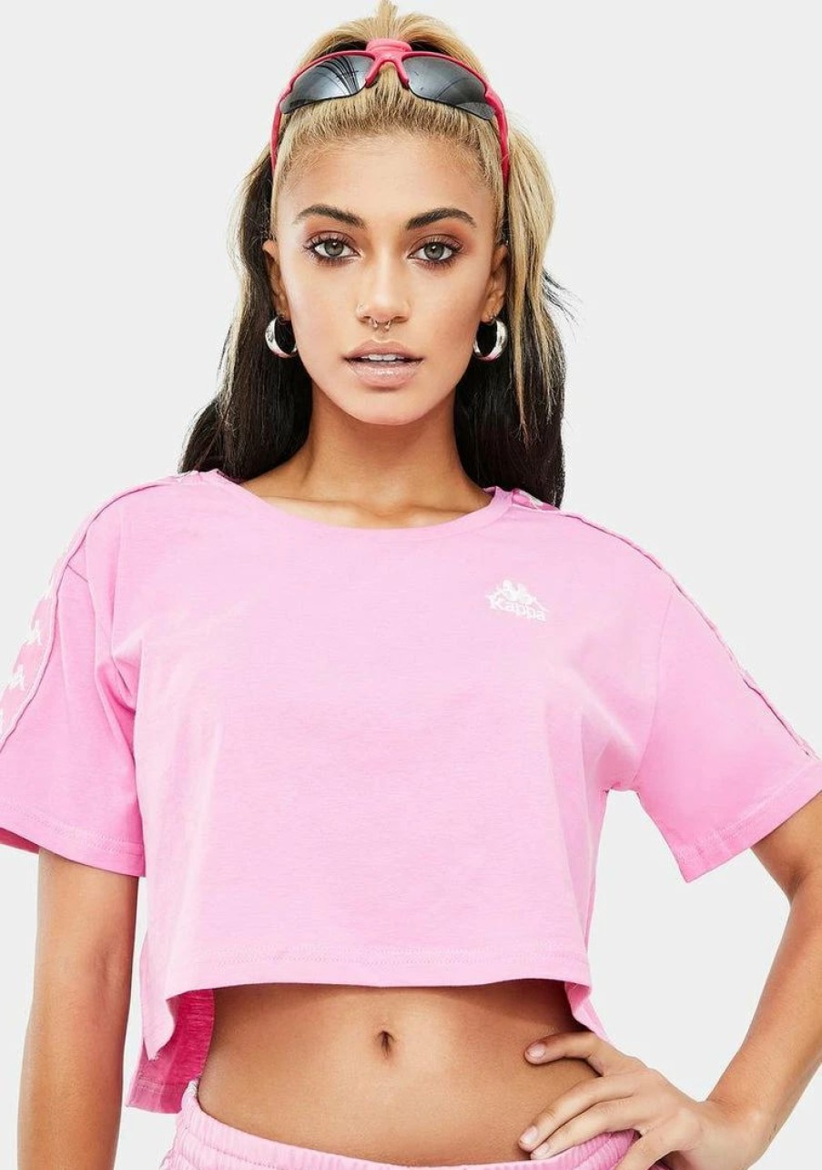 * Budget Kappa Pink 222 Banda Apua Crop Tee Tops Clearance